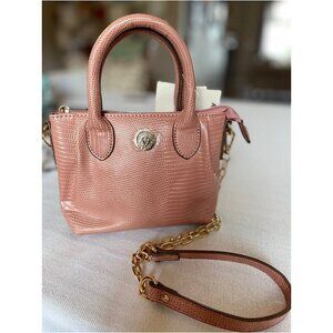 NWT Anne Klein Pink ”Dusty Rose”Mini Crossbody Lizard print Handbag